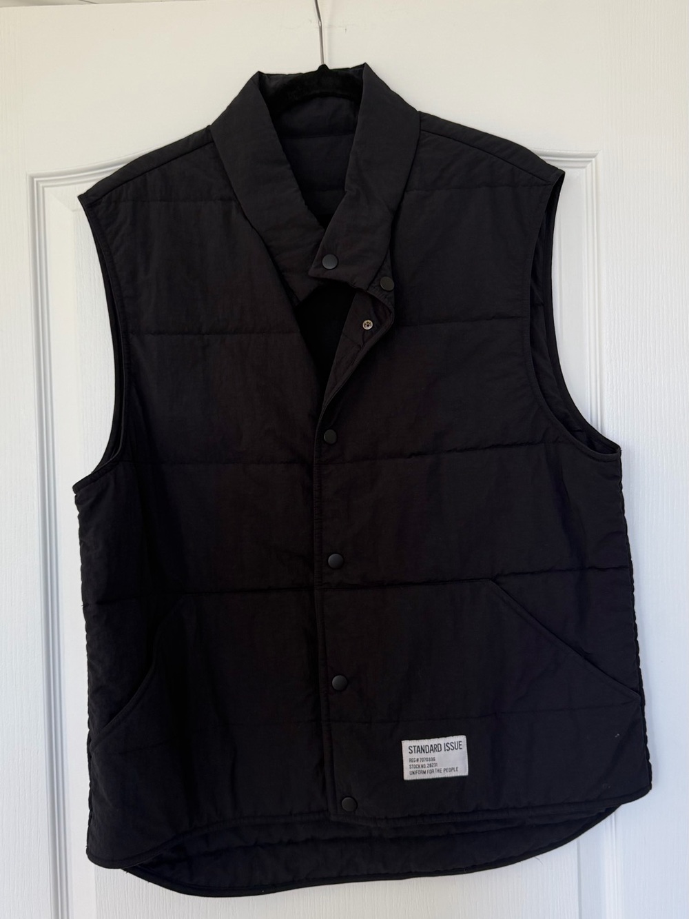 Men's Black Quilted Snap-Front Vest
